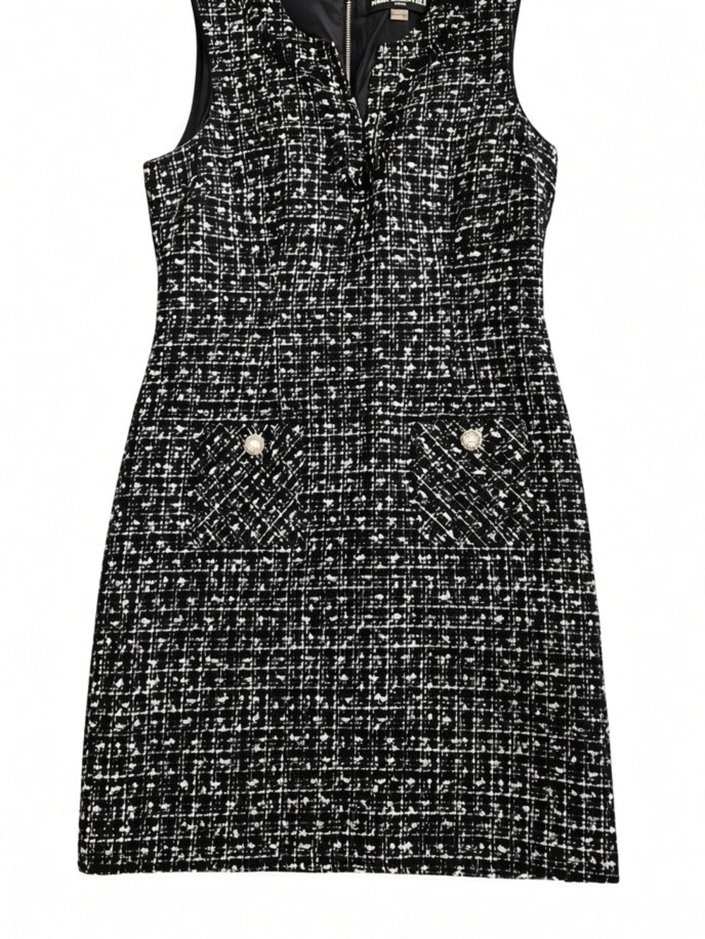Karl Lagerfeld Parus - Sleeveless Black & White Tweed Shift Dress